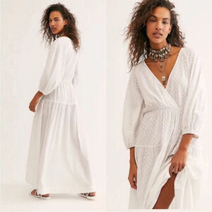 Free People Like Air Midi Dress in White Powder Size XS